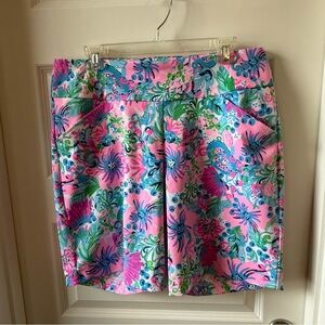 Lilly Pulitzer Luxletic Pink and Green Patterned Shorts